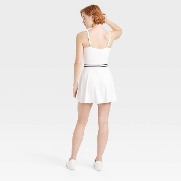 Open Box - JoyLab - Women's Knit Cami Strap Active Dress - JoyLab Whit White - Picture 2 of 4